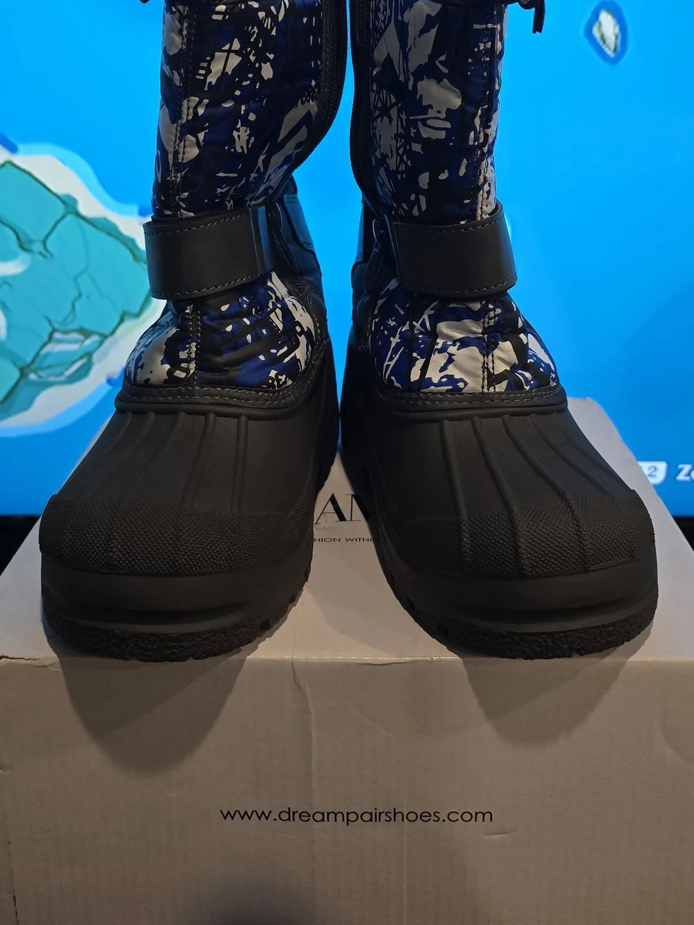 Dream Pairs Black and Purple Insulated Winter Boots with Zip and Strap